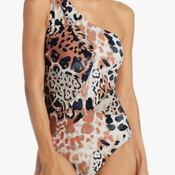 Beyond Control One-Shoulder One Piece Swimsuit Tummy Control - Animal Print 12 - Picture 2 of 11